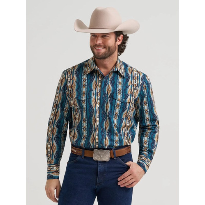 Camisa Vaquera Wrangler Checotah #mlpos_46 | Color: Petroleo 0970 #color_petroleo_0970 #sku_112380970l #sku_112380970m #sku_112380970s #sku_112380970xl #sku_112380970xxl