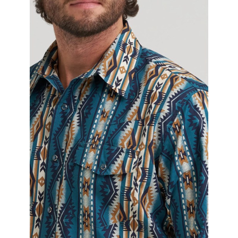 Camisa Vaquera Wrangler Checotah #mlpos_48 | Color: Petroleo 0970 #color_petroleo_0970 #sku_112380970l #sku_112380970m #sku_112380970s #sku_112380970xl #sku_112380970xxl