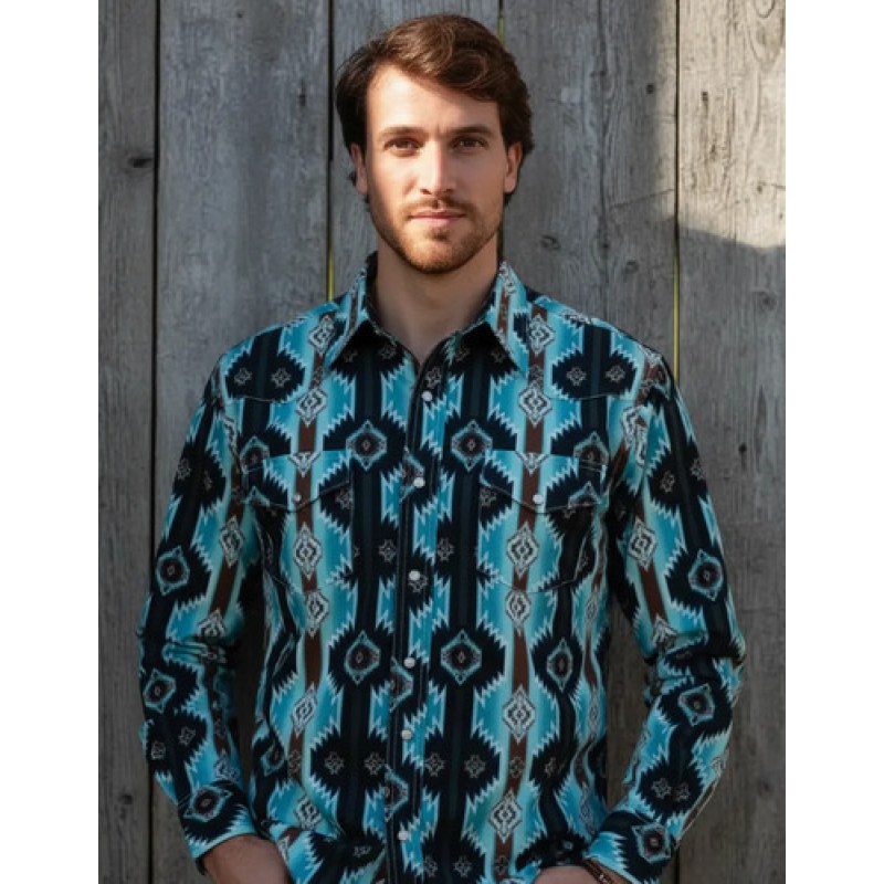 Camisa Vaquera Wrangler Checotah #mlpos_9 | Color: Aqua 6919 #color_aqua_6919 #sku_112336919ngaq2xl