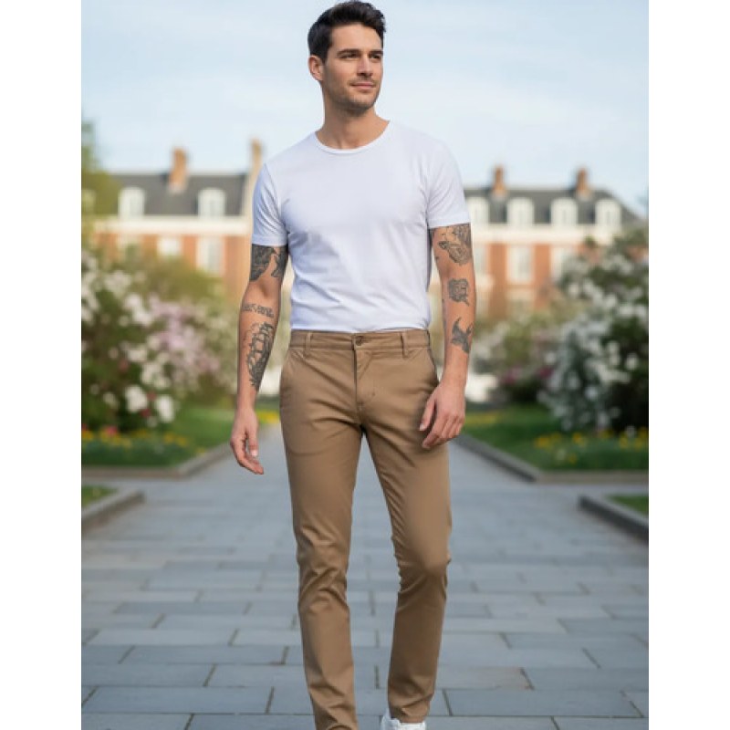 Pantalon Casual Oggi Jeans Gabardina Chinos Slim Hombre #mlpos_1 | Color: Slim Tabaco #color_slim_tabaco #sku_chinosslimt38