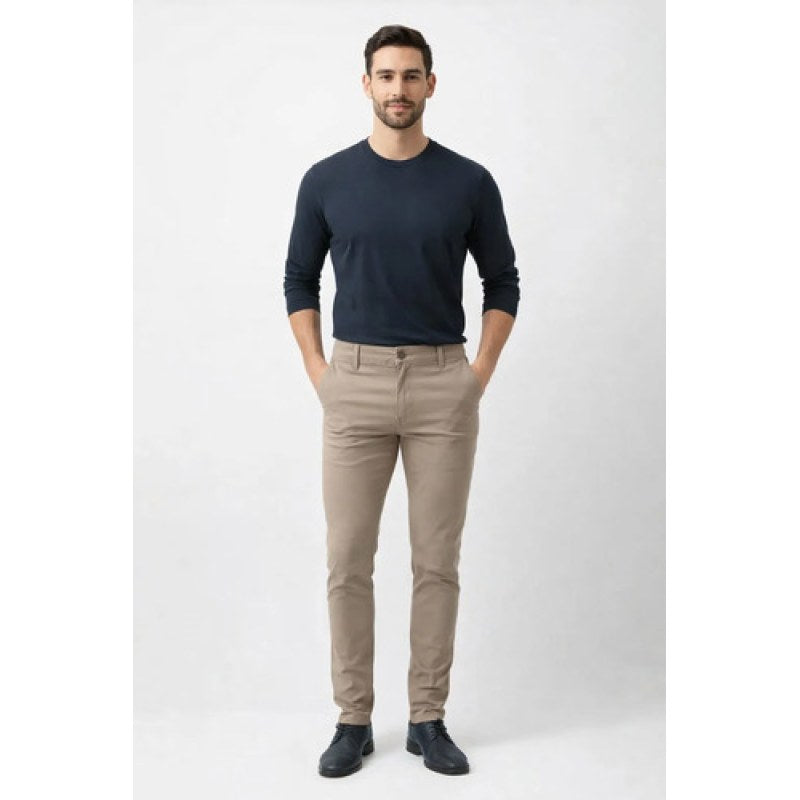 Pantalon Casual Oggi Jeans Gabardina Chinos Slim Hombre #mlpos_4 | Color: Slim Khaki #color_slim_khaki #sku_chinosslimk32 #sku_chinosslimk33 #sku_chinosslimk38