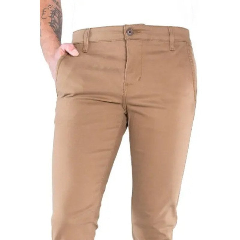 Pantalon Casual Oggi Jeans Gabardina Chinos Slim Hombre #mlpos_8 | Color: Slim Tabaco #color_slim_tabaco #sku_chinosslimt38