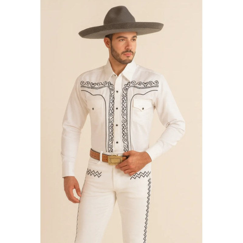 Camisa Vaquera Charra Bordada Caballero Winster Manga Larga #mlpos_16 | Color: Blanco #color_blanco #sku_blancoherraduraxxl