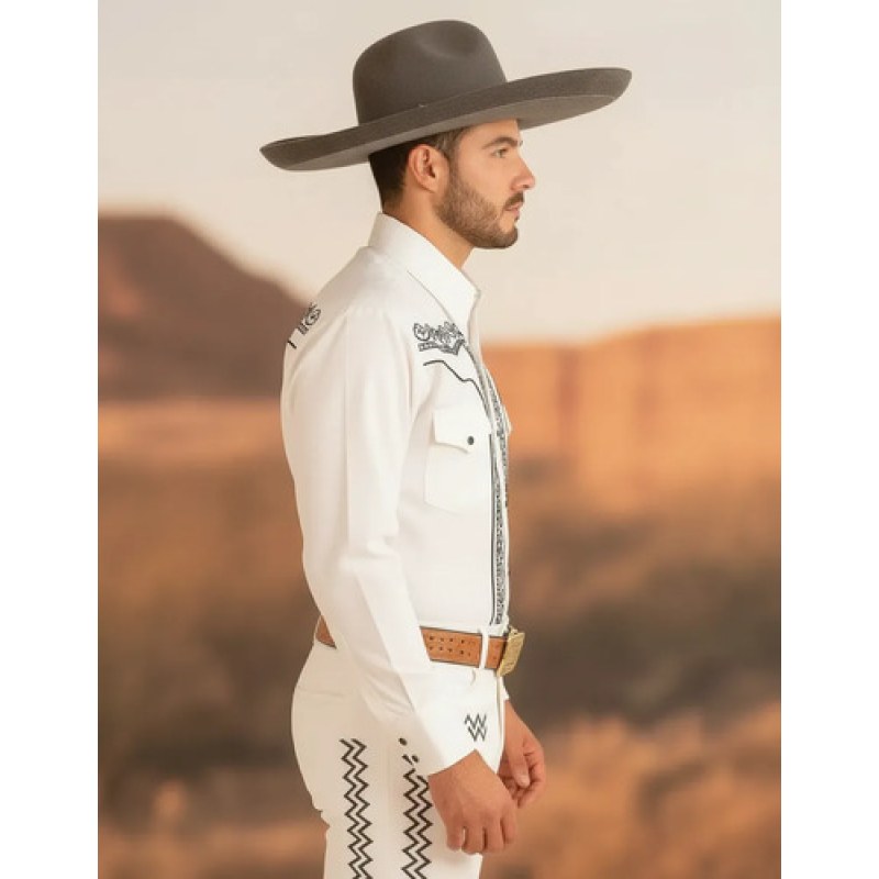 Camisa Vaquera Charra Bordada Caballero Winster Manga Larga #mlpos_17 | Color: Blanco #color_blanco #sku_blancoherraduraxxl