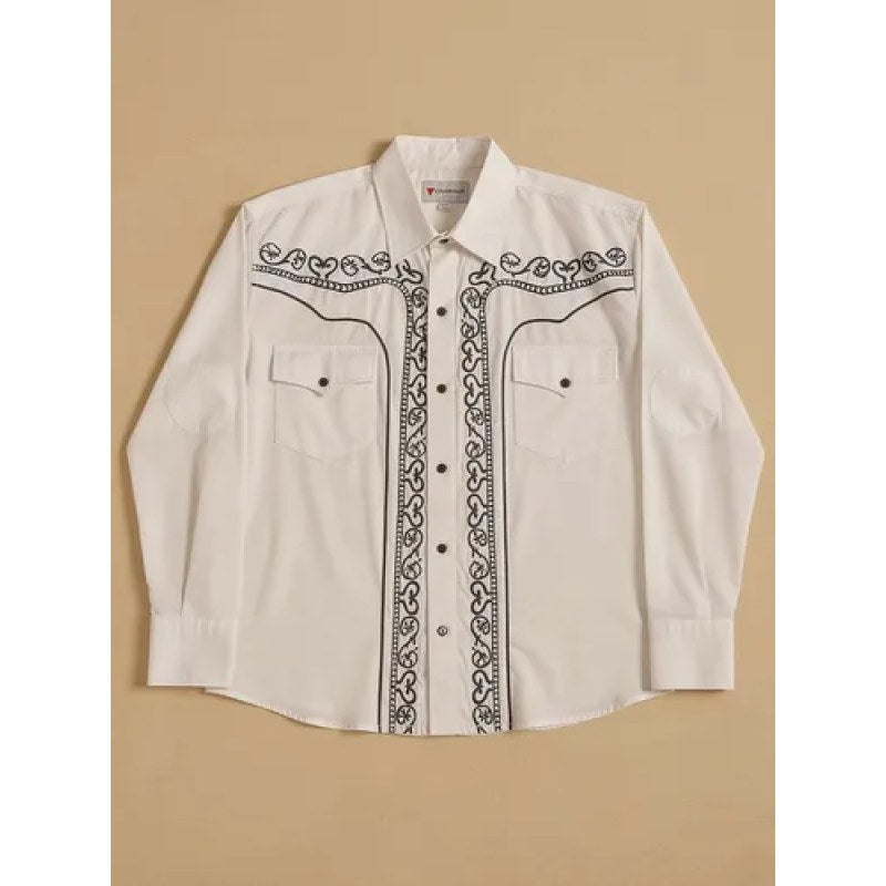 Camisa Vaquera Charra Bordada Caballero Winster Manga Larga #mlpos_18 | Color: Blanco #color_blanco #sku_blancoherraduraxxl