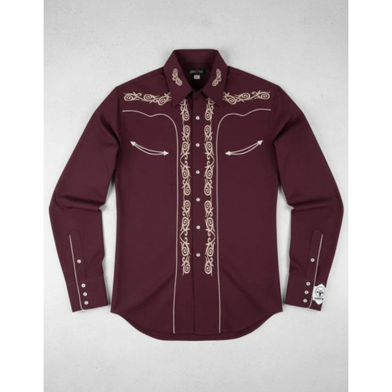 Camisa Vaquera Charra Bordada Caballero Winster Manga Larga #mlpos_42 | Color: Vino2 #color_vino2 #sku_winvincharrl #sku_winvincharrs #sku_winvincharrxxl