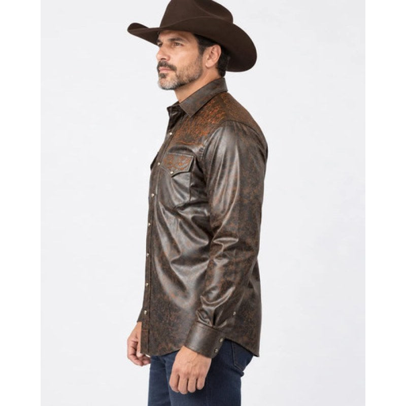 Camisa Vaquera Charra Bordada Caballero Winster Manga Larga #mlpos_52 | Color: Cafe #color_cafe #sku_winschrrcfl #sku_winschrrcfm #sku_winschrrcfs #sku_winschrrcfxl #sku_winschrrcfxxl