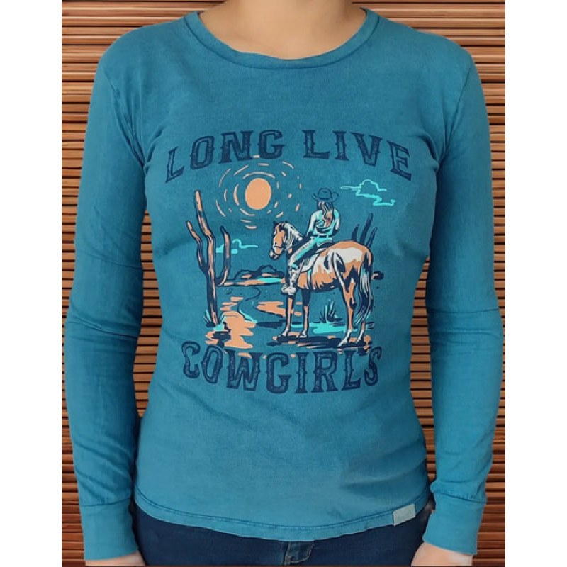 Playera Wrangler Blusas Vaquera Western Para Mujer Wrangler #mlpos_11 | Color: Petroleo #color_petroleo #sku_112365371azlch