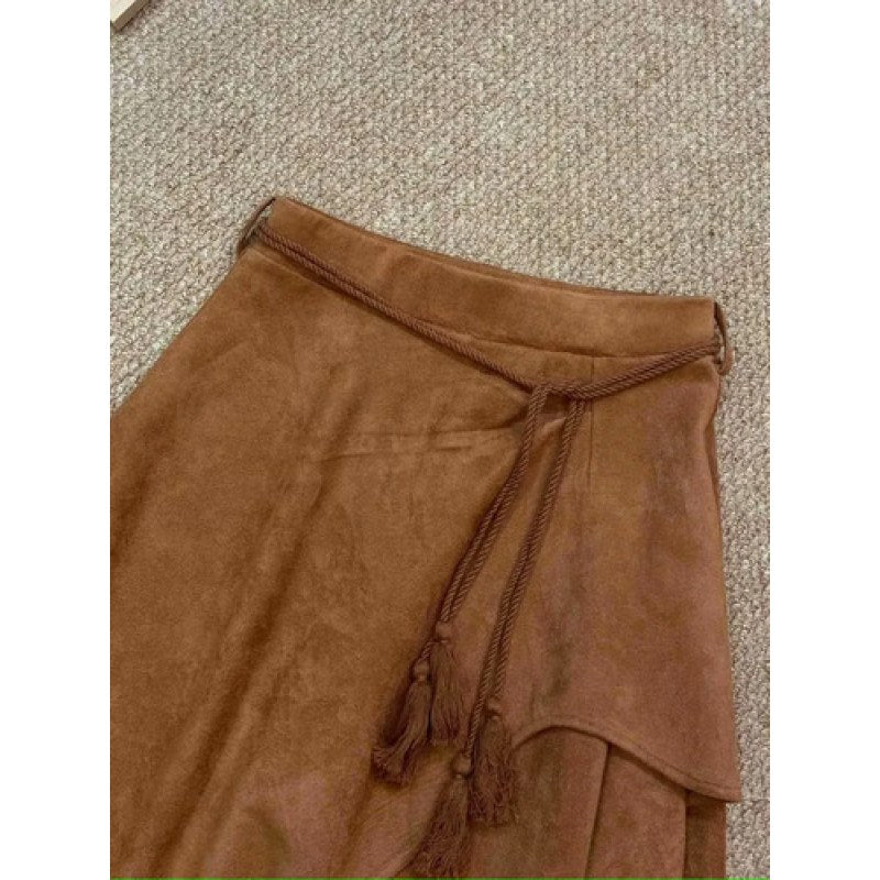 Faldas Vaquera Asimétricas Con Volantes  Para Mujer, #mlpos_3 #mlitem_MLM2853059865 | Color: Camel #color_camel | Talla: L #sku_faldagamicll #mlitem_MLM2853047259 #mlitem_MLM2853047261 #sku_faldagamicls