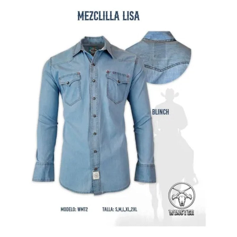 Camisa Winster Vaquera Mezclilla Manga Larga #mlpos_2 #mlitem_MLM5240953594 | Color: Celeste #color_celeste | Talla: XL #sku_wmzblxl #mlitem_MLM5240914658 #sku_wmzblm #mlitem_MLM5240902788 #sku_wmzbll #mlitem_MLM5240902786 #sku_wmzblxxl #mlitem_MLM5240927750 #sku_wmzbls