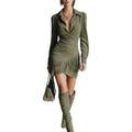 Vestido Vaquero Occidental De Manga Larga Con Flecos U #mlpos_1 #mlitem_MLM5223214648 | Color: Verde #color_verde | Talla: M #sku_mlm5223214648 #mlitem_MLM5223214646 #sku_mlm5223214646