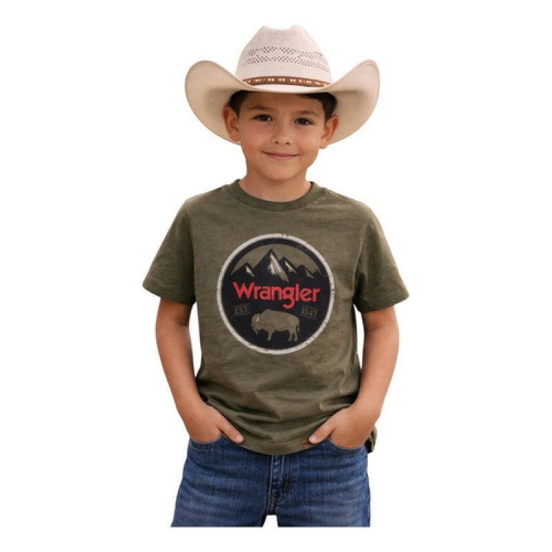 Playera Wrangler Niño Vaquera #mlpos_4 #mlitem_MLM2878178573 | Color: Verde #color_verde | Talla: XL #sku_112365637xl