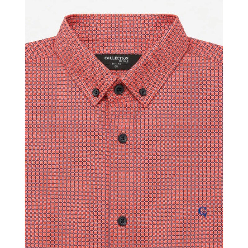 Camisa Casual Yale Collection Slim Fit Hombre #mlpos_6 #mlitem_MLM5576680604 | Color: Rojo 5969 #color_rojo_5969 | Talla: CH #sku_5969ch