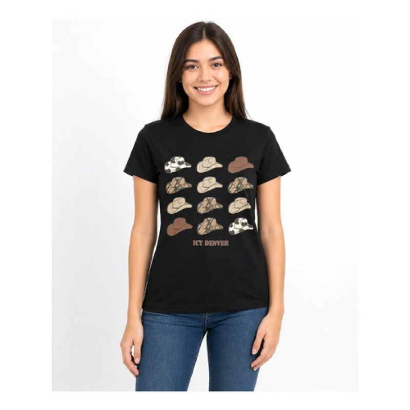 Playera Icy Denver Dama Estampado Vaquero #mlpos_1 #mlitem_MLM2901868867 | Color: Negro #color_negro | Talla: CH #sku_tdago120008ch #mlitem_MLM2901818151 #sku_tdago120008g #mlitem_MLM2901843793 #sku_tdago120008xl